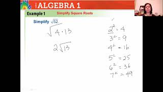 Algebra 7 4 Radical Expressions