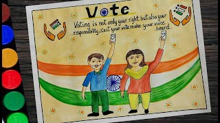 National Voters Day poster drawing l Voter awareness drawing l Vote for better India poster drawing