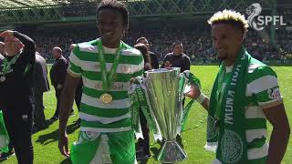 Scott Sinclair parades the Premiership trophy at Celtic Park