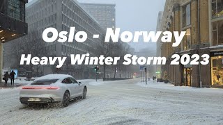 [04 January 2023] Street walk in Oslo, Norway during heavy Snow Storm. #norway #oslo #snowstorm