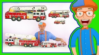 Learn Sizes with Fire Trucks | Blippi Toys Smallest to Biggest!