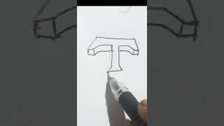 How To Draw A 3d Letter T - Easy TrickArt #3dart