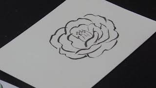 絵手紙入門　楽しく簡単に四季を描こう　フキノトウと八重椿　How to draw a picture