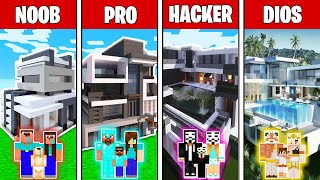 CASA MODERNA NOOB VS PRO VS HACKER VS DIOS EN MINECRAFT TROLL 😱