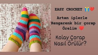 Kolay ve çok şık ✅EASY CROCHET ❤️MKOLAY ÇORAP NASIL ÖRÜLÜR ✅ ÖRGÜ ÇORAP ✅