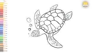 Turtle outline drawing 04 / How to draw Turtle drawing for beginners /  #artjanag
