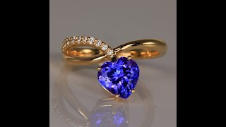 Tanzanite 2.23 Carat Heart Ring with Diamonds