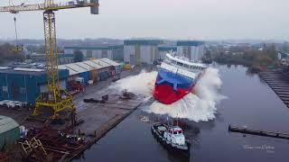 Tewaterlating op de Koninklijke Niestern Sander werf