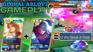 RANK MATCH!! VALENTINA GAMEPLAY FT TOP GLOBAL ARLOTT MYTHIC IMMORTAL LOBY FAST END!!