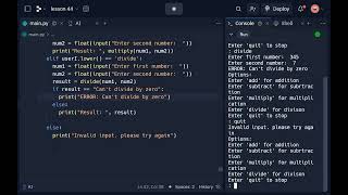 Lesson 44 Basic Calculator with Python and Replit