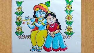 how to draw lord radha krishna for jhulan yatra special,lord radha krishna painting,lord krishna,