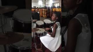 A gifted girl on the drum