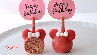 Strawberry Minnie Mouse Cake Pops - Easy cake pop decorating idea with white chocolate (English)