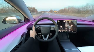 NEW 2024 TESLA Model 3 Highland Facelift AUTOBAHN Drive! POV Interior Ambient Review