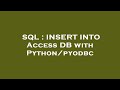 SQL : INSERT INTO Access DB with Python/pyodbc