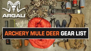 BRAD'S ARCHERY MULE DEER GEAR LIST: ARGALI FIELD NOTES