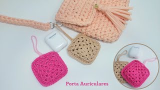 Estuche Para Auriculares a Crochet / Granny Square / Porta Airpods / Case / Para principiantes