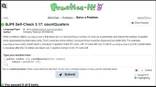 Java Practice It || 3.17 countQuarters || method basics