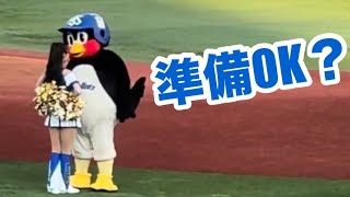 つば九郎🐧がdianaと踊るベイスターズスターティングラインナップ 2024/07/03