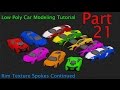 Beginner Blender Low Poly Car Modeling Tutorial -  Part 21 - Rim Texture Spokes Continued