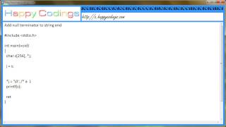 Add null terminator to string end c code example