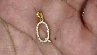 14K Yellow Gold 0.20ctw Diamond Mini Letter Initial Pendant (Q)