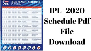 IPL 2020 Schedule Pdf download | How to Download Dream11 IPL Schedule Pdf File