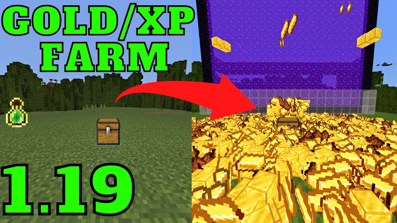 Simple 1.19 Gold Farm Minecraft Bedrock Edition Tutorial - YouTube