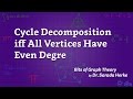 Graph Theory: 26. Cycle Decomposition iff All Vertices Have Even Degre