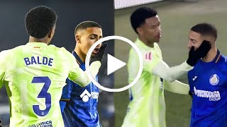 شاهد لقطة صفع بالدي للاعب المغربي إسماعيل بخوشة مباراة برشلونة و خيتافي Balde slaps Ismail Bakhousha