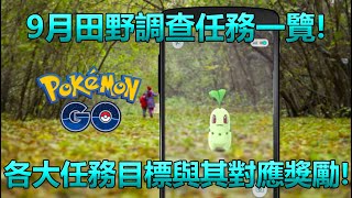 【Pokémon GO】9月田野調查任務一覽!（各大任務目標與其對應獎勵!）