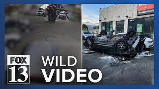 Wild video shows SUV crashing into Provo dealership