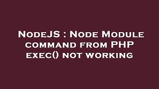 NodeJS : Node Module command from PHP exec() not working
