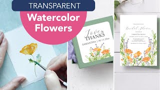 How To Paint Transparent Watercolor Flowers As Seen in my Wedding Stationery Designs Easy Tutorial