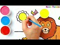 Lion Drawing, Painting and Coloring for Kids & Toddlers  Drawing Basics #219