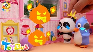 Help! Panda's Trapped in a Big Fire | Super Firefighter Rescue Team | Kids Safety Tips | ToyBus