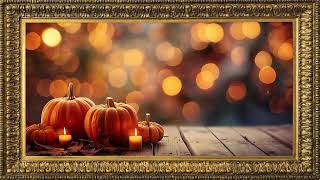 Framed Fall TV Art - Pretty Pumpkins with Glowing Lights and Ambient Music