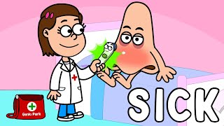 Sick Song | Cartoon for Kids | Nursery Rhymes | Healthy Habits | Genki Park | Be ill Song Toddlers