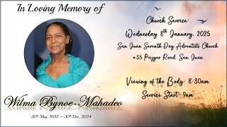 Funeral Service for Wilma Bynoe-Mahadeo