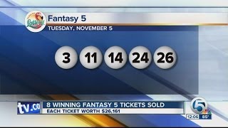 Winning Fantasy 5 tickets sold in Vero, Lake Worth