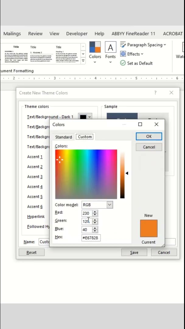Setting custom brand colors MS Word Color Palette #msword #branding #microsoftword #colorpalette