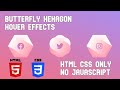 Butterfly Hexagon Hover Effects - HTML CSS - No JavaScript