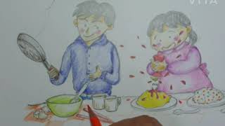 사랑의 그림(cooking)/부부의그림/색연필그림/색연필 일러스트/요리일러스트/Illustration of love (colored pencils)/愛の イラスト