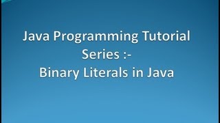 Binary Literals in Java