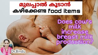 Does cow's milk improve breast milk production/മുലപ്പാൽ കൂടാൻ കഴിക്കേണ്ട ഭക്ഷണം/Dr Bindu