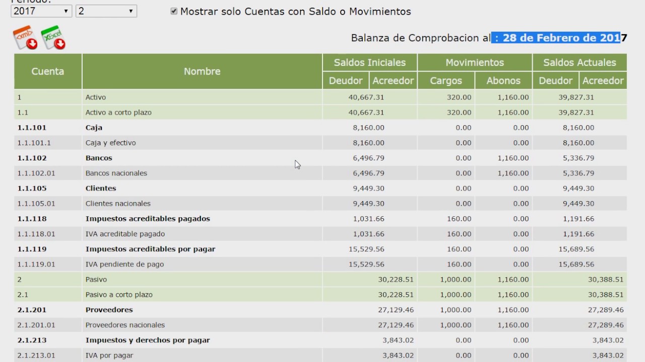 Hojas De Balanza De Comprobacion