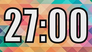 27 minute timer with Colorful background. 27 minute countdown with alarm sound at the end