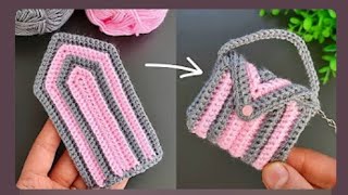 MAKE MONEY whit this SUPER EASY crochet Mini Bag wallet keychain! sell and give as a gift👜