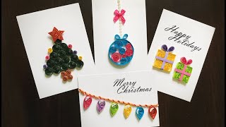 DIY 4 Quilling Christmas Cards | Quilling for beginners | Christmas quilling cards