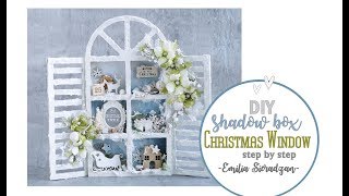 Mixed Media Christmas Window Shadow Box / 